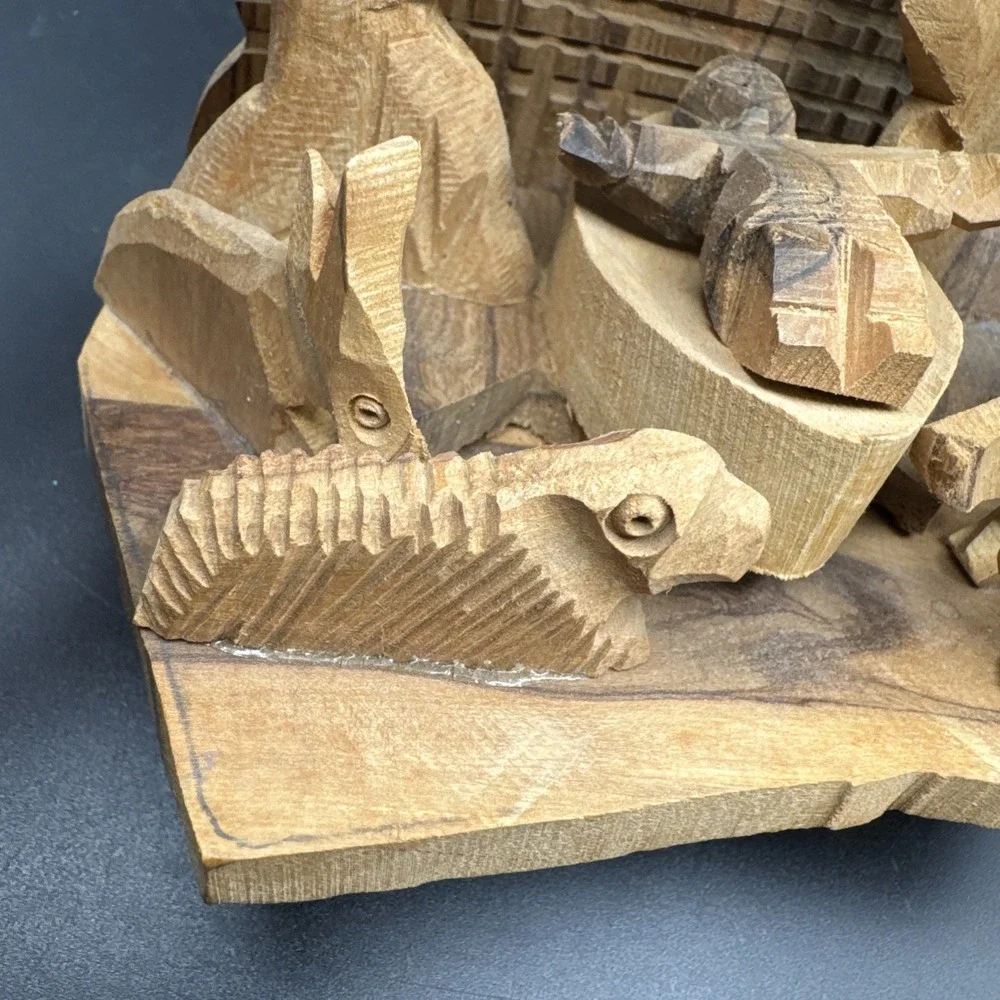 Wooden Nativity Figurine Statue Hand Carved Olive Wood Christmas‎ Decoration